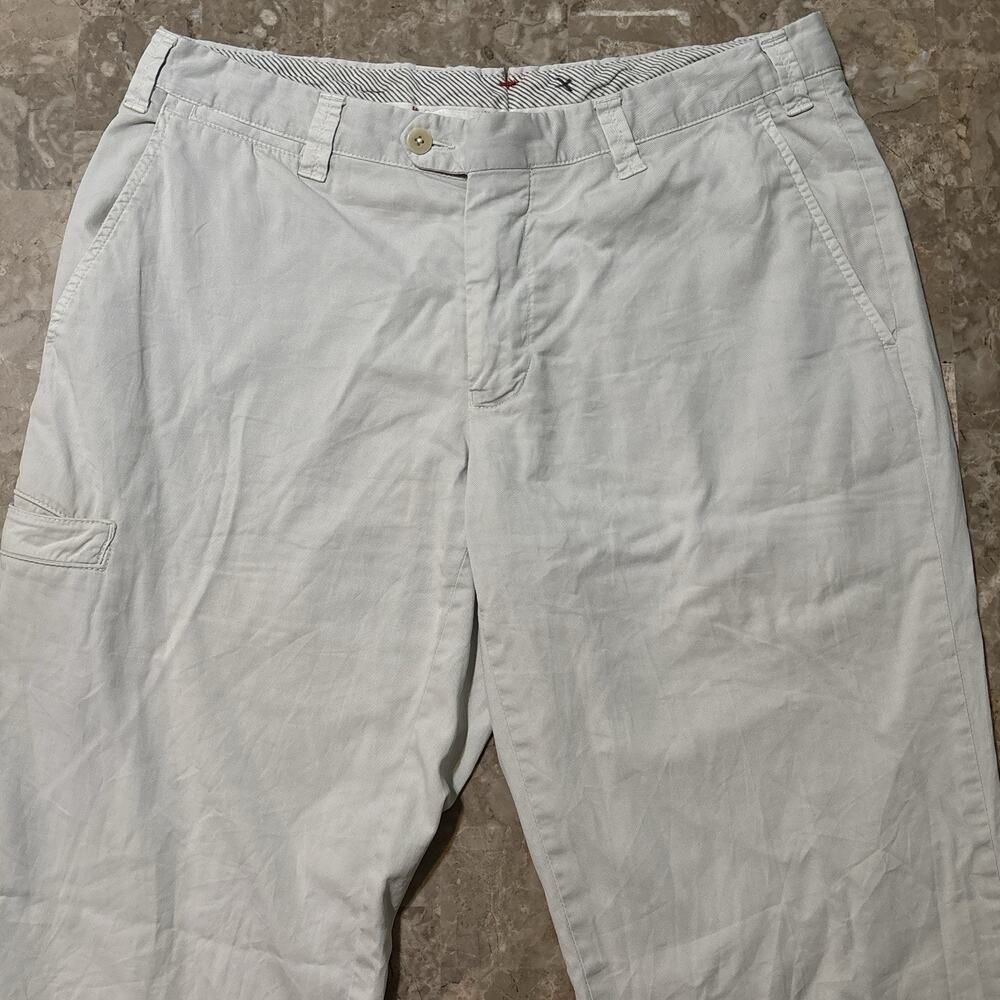 Isaia Chino Pants Mens 50 (34x33) Bone Tinto Cotton Twill Italy